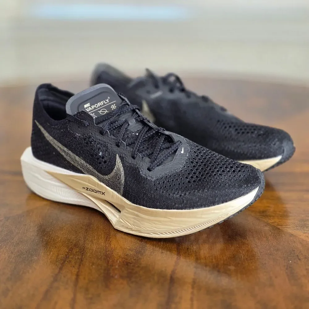 Nike ZoomX Vaporfly Next% 3 Men’s Size 9 Black Metallic Gold Grain LE DV4129-001